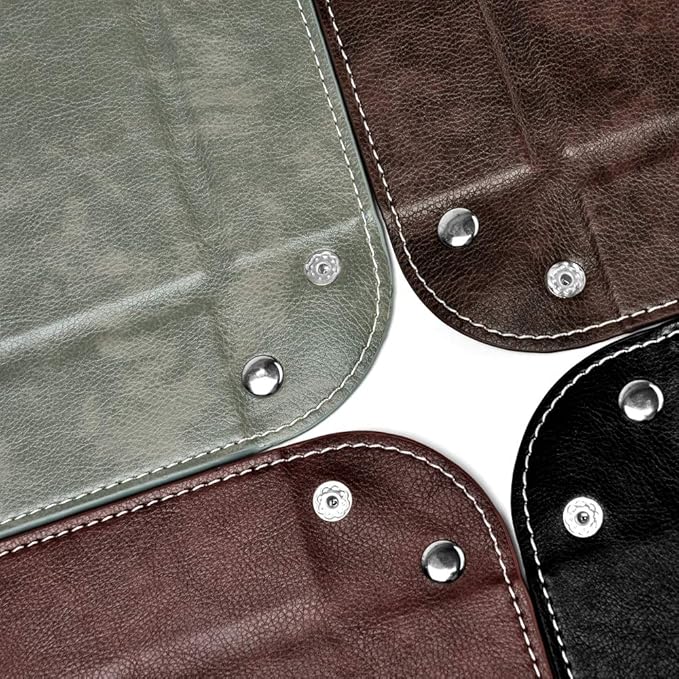 Oirlv Premium Leather Valet Tray for Men Jewelry Organizer, Desktop Storage,Key Wallets Cell Phones Catchall Tray Nightstand or Dresser Organizer Plate (Purple)