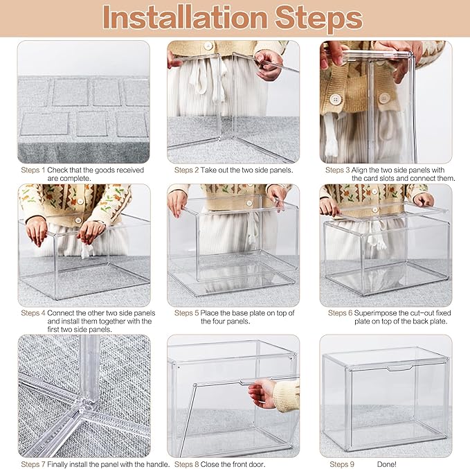 3 Packs Clear Handbag Storage Organizer for Closet, Acrylic Display Case for Purse Handbag, Stackable Purse Organizer Storage Box with Magnetic Lids for Wallet Book Collectibles