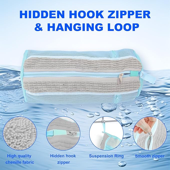 Shoe Washing Machine Bag, Laundry Shoe Bag with Side External Network for Washer and Dryer Reusable Shoe Cleaning Bag for Sneaker Tennis Unstain Cleaner Kit (2pc-gray)