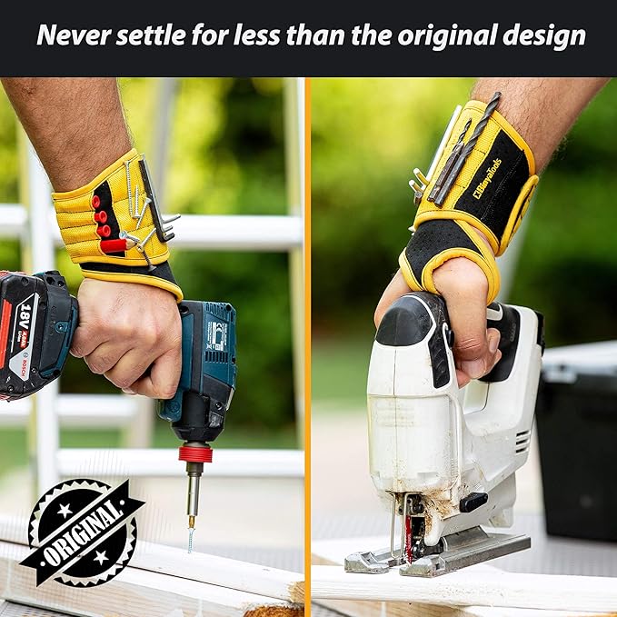BINYATOOLS Magnetic Wristband for Tools Magnet Screw Holder Wrist Support Keeps Screws Nails, Drill Bits Handy Unique Tool Gadgets Men’s Gadgets Dad Gadgets Perfect Christmas Gifts Stocking Stuffers