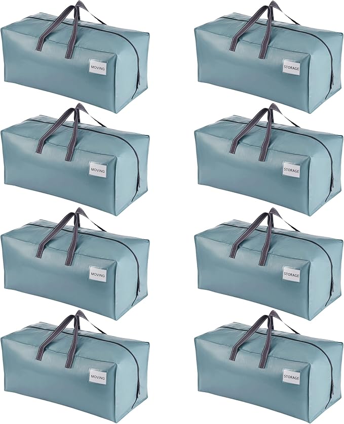 VENO 8 Pack Heavy Duty Moving Bags with Backpack Straps, Zippers & Handles, Extra Large Packing Bags for College Dorm Essentials, Moving Supplies Alternative to Cardboard Moving Boxes