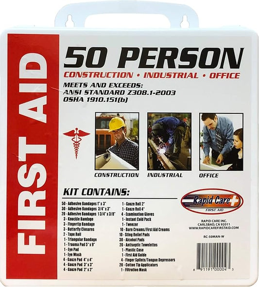 Rapid Care First Aid RC-50MAN-W 50 Person OSHA/ANSI Poly First Aid Kit