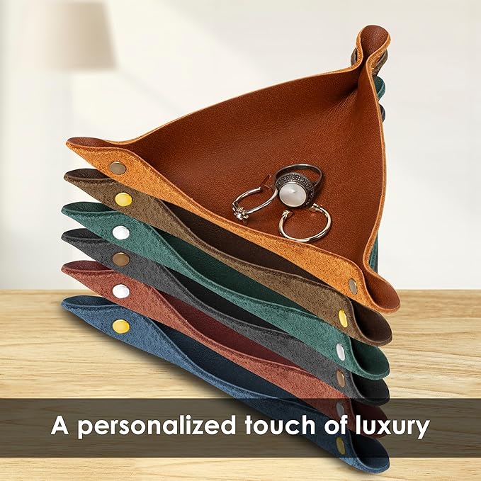 Northwind Personalized Leather Valet Tray – Custom Engraved Full Grain Leather Catchall Tray for Men, Handmade in USA Desk Organizer & Groomsmen Gift, Perfect Storage for Nightstand, Dresser