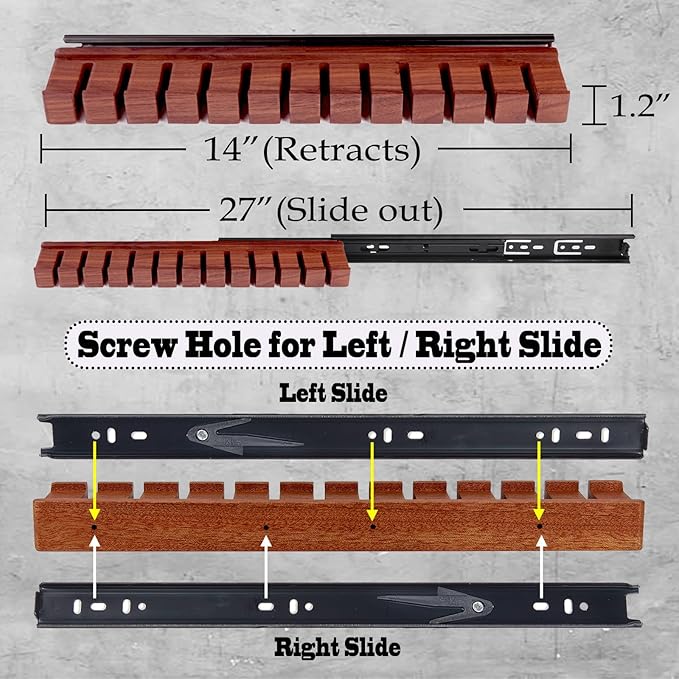 12 Belts Walnut Wood Belt Holder with Slide, Left or Right Slide Flexible Install Belt-Rack, Belt Hanger for Closet, Space Saving Belts Storage Organizer, Gift for Men