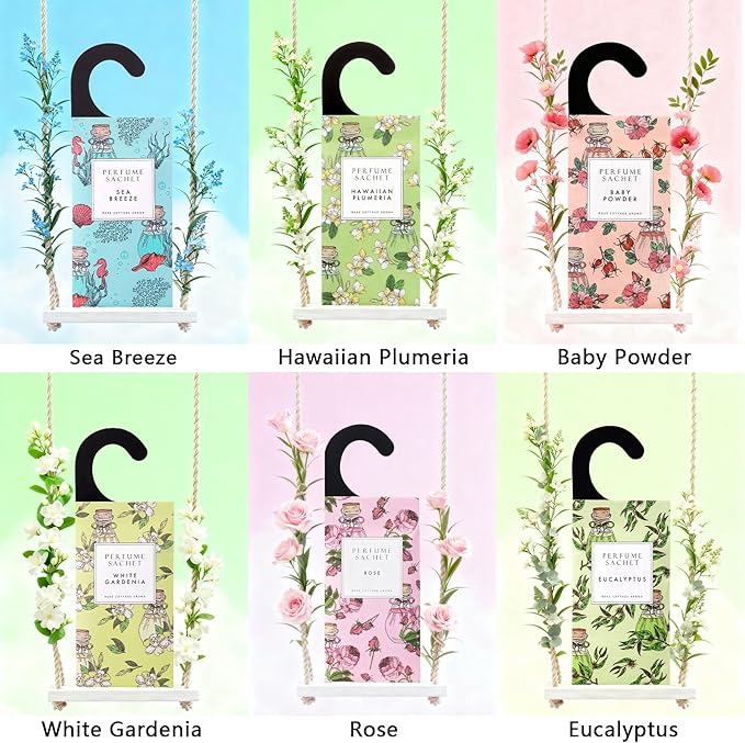ROSE COTTAGE Large 12 Packs Baby Powder Hanging Closet Air Freshener Scented Sachets Long Lasting Smell Goods