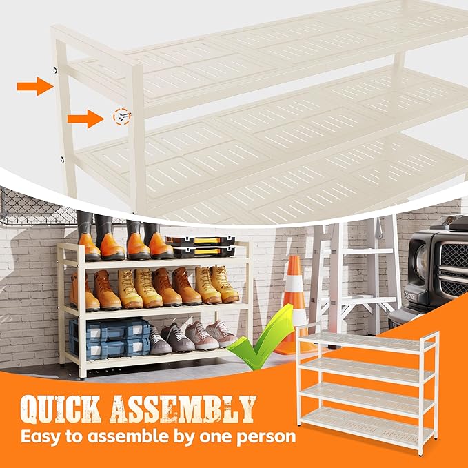 5-Tier Heavy Duty Metal Shoe Rack, 200 lbs Load Capacity Shoe Organizer with Reinforced Steel Tubes, No-Wobble Free Standing Shoe Shelf for Entryway, Closet, Bedroom, Dorm – Easy Assembly, Black