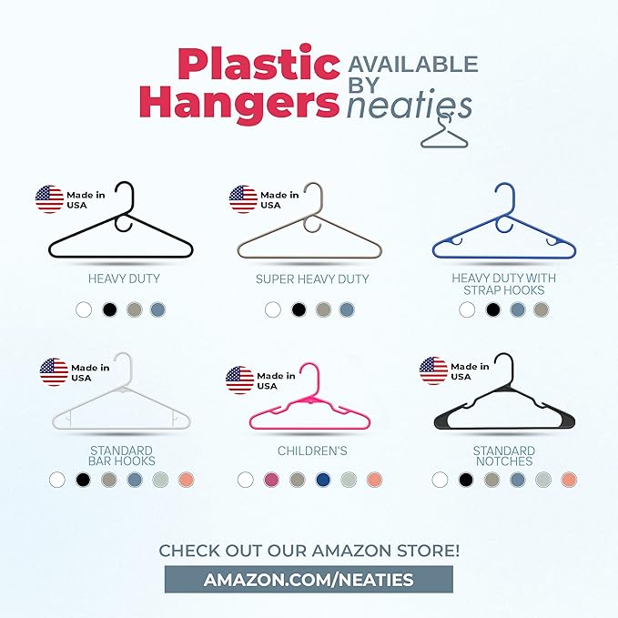 Neaties Super Heavy Duty Clothes Hangers 100+ Pack (216 Count) – Made in The USA - 10lb Capacity, Thick Plastic Hangers for Pants, Coats, Jackets, Jeans and Adult Clothing – Mint