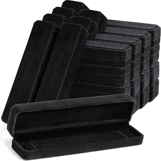 Batiyeer 24 Pcs Velvet Bracelet Box Bulk Jewelry Chain Necklace Box Bracelet Storage Case Long Jewelry Case for Valentine Wedding Pendant Display, 8.86 x 2.13 x 1.38 Inch(Black)
