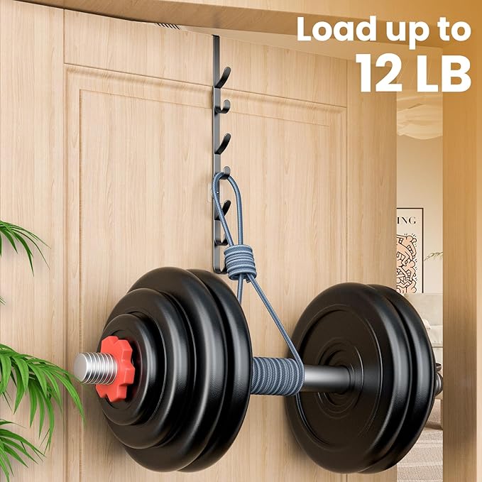 Over The Door Hooks, Metal Door Hooks for Hanging,Door Purse Organizer for Door Coat Hanger, Back of Shower for Hanging Towel Rack Clothes, Hat, Bathroom Bathroom Dorm Bedroom Closet (Black-2Packs)