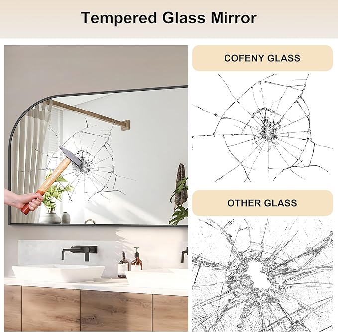 Bathroom Mirror, 60x30 inch Large Black Rectangle Wall Mounted Mirror with Thin Frame, Bathroom Vanity Mirrors for Over Sink, Entryway, Living Room, Bedroom