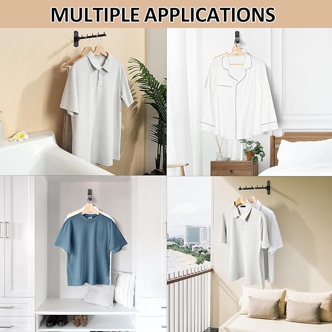 Swing Clothes Hanger Rack, Garment Racks Clothes Bar Wall Mounted, 180°Rotation Laundry Drying Rack 304 Stainless Steel Space Saving Clothing Hanging System for Laundry Room Bedroom Balcony