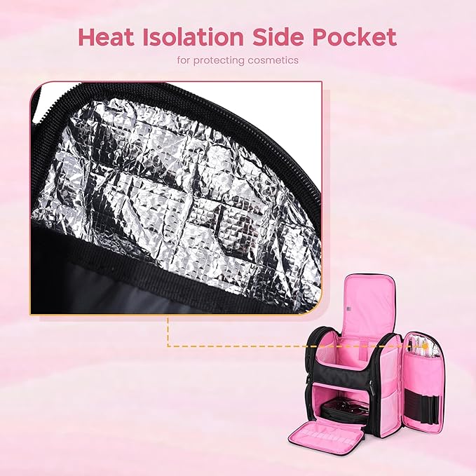 BYOOTIQUE Rolling Makeup Train Case Soft Sided Travel Cosmetic Organizer Storage with Travel Make Bag Backpack