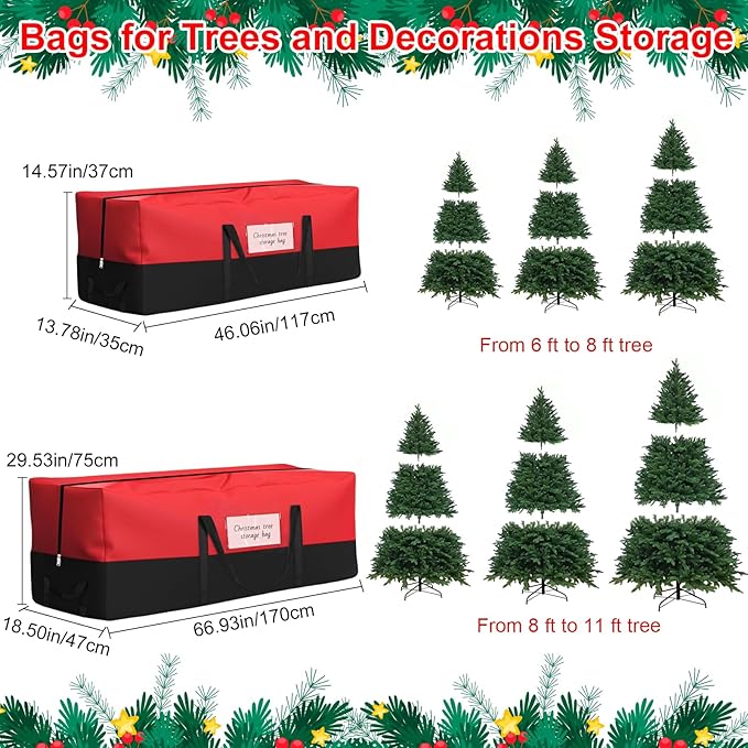 Christmas Tree Storage Bag, Fits Up 8 Ft Tall Artificial Trees, Heavy-Duty 600D Oxford Tree Bag with Reinforced Handles Zipper Clear Pocket, Storage Bags for Moving Items, Clothing, Outdoor, Bedding