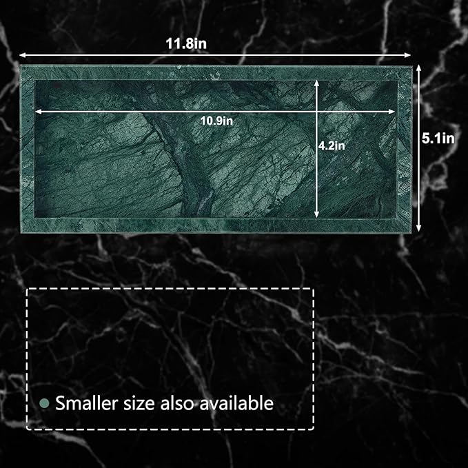 Luxury Natural Small Marble Tray for Bathroom Vanity and Kitchen Sink, Stone Countertop Organizer for Soap Dispenser, Jewelry, Perfume, Candle, Ring, Home Decor, Non-Resin Non-Ceramic