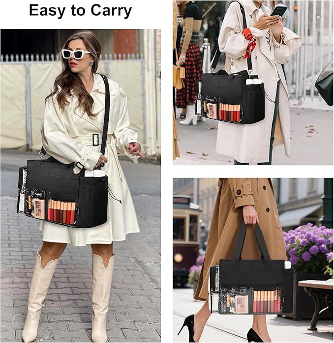 TANTO Extra Large Makeup Bag, Makeup Artist Bag Professional Cosmetic Bag Organizer Hair Stylist Travelling Duffle Bag with Adjustable Dividers Makeup Tote Bag for Makeup Beauty Lover