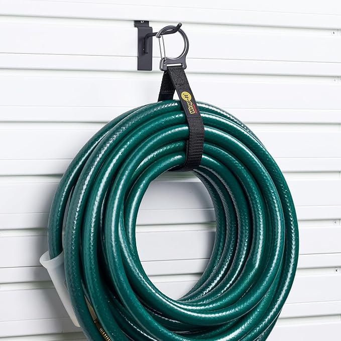 Wrap-It Storage Quick Clips - Assorted 3-Pack Black - Cable Straps with Metal Clips for Hanging Garage Accessories and Extension Cord or Hose Hanger