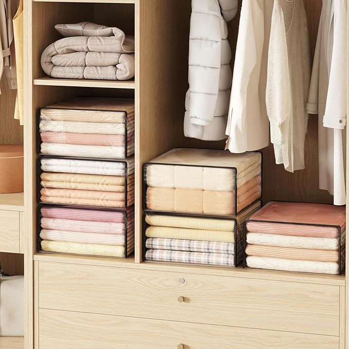 Lifewit 36L Clear Sheet Storage Bags with Zipper 6 Pack, Plastic Sweater Storage Bins for Clothing, Vinyl Foldable Clothes Containers Organizers for Closet, Blankets, Bedding 17.7 x 15.7 x 7.9 Inch