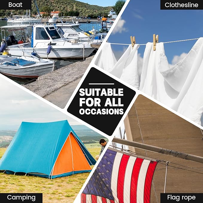 1/4 Inch 100 ft Braided Polypropylene Rope, High Strength Utility Cord for Boat Marine Camping and Flag Pole, Indoor and Outdoor Use, Black, 2Pack