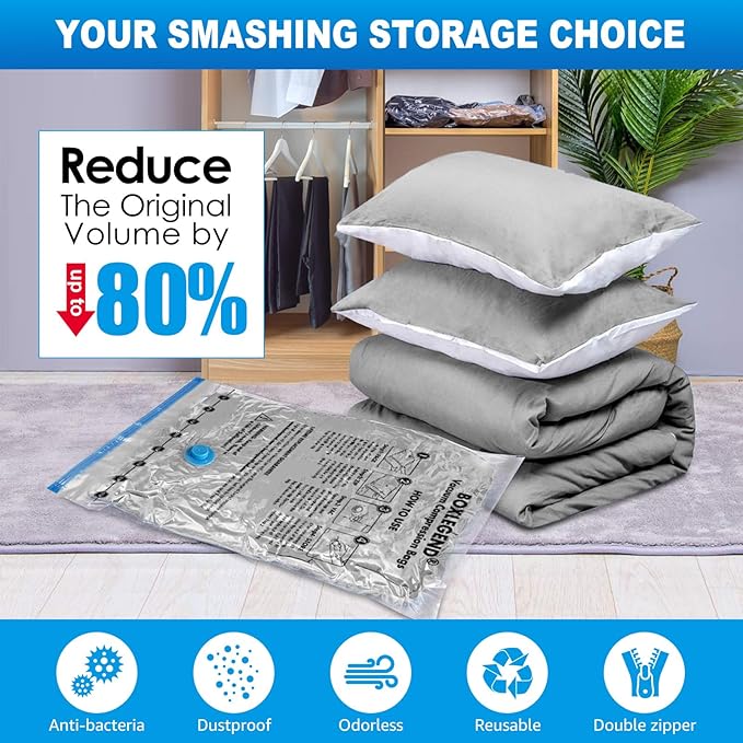 BoxLegend 20 PACK Vacuum Seal Bags for Clothing Travel with Wireless USB Electric Pump (2M, 6S, 6XS, 6XXS) Travel Vacuum Bags Must-Have Airplane Travel Essentials for Luggage Space Saving Compression