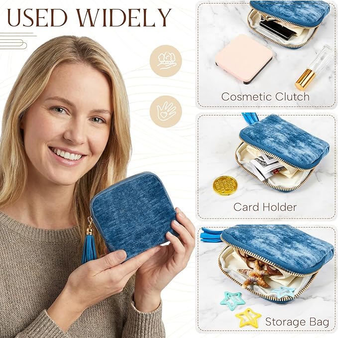MTLEE 2 Pcs Small Travel Jewelry Case, Mini Soft Velvet Organizer Pouch for Bracelets, Large Earrings, Beaded Necklace, Portable Jewelry Bag Holder for Travel Everyday Use(Elegant)