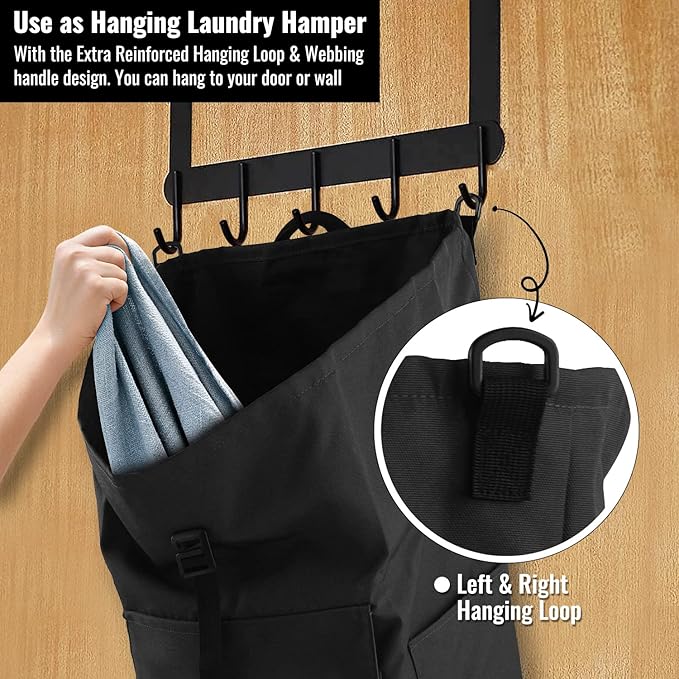 Laundry Bag Backpack, 125L Extra Large Laundry Backpack with Shoulder Straps, Adjustable Extendable Laundry Hamper Bag with 3 Pockets for College, Travel, Camping (Black)