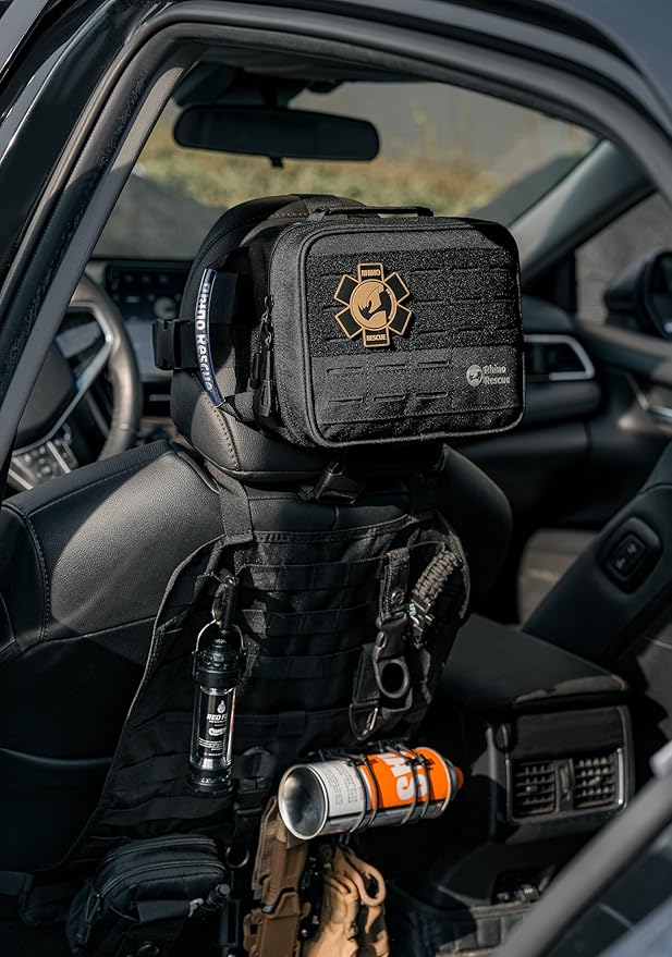 RHINO RESCUE Vehicle IFAK Trauma Kit with C-A-T Tourniquet, Tactical First Aid Kit Molle Pouch Black