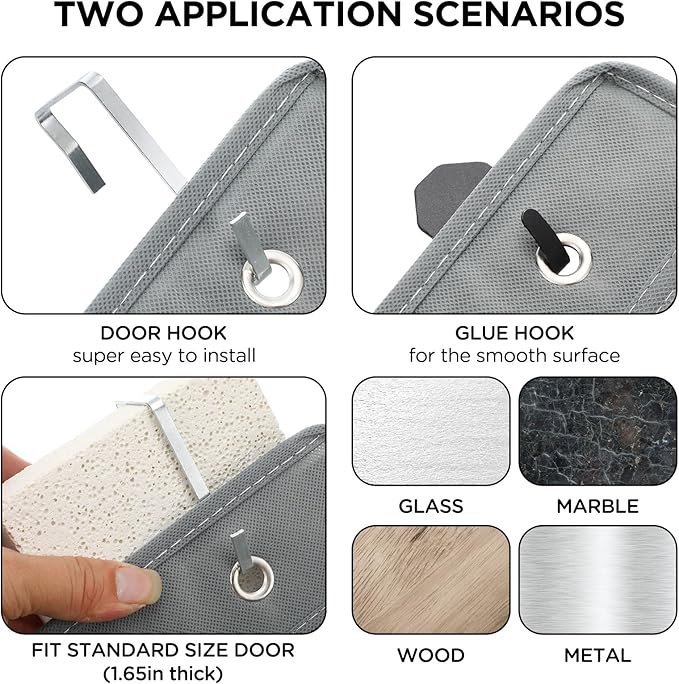 2 Pack 18 Pocket Wall Hanging Shoe Rack for Closet RV Shoe Storage with 8 Hooks over the Door Shoes Holder Organizer for Bathroom, RV, Pantry, Camping(Gray)