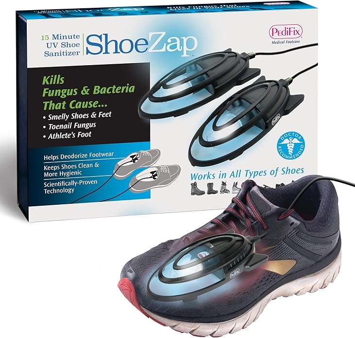 Pedifix ShoeZap Clinically Proven Germicidal Light Technology, 15 Minute UV (Ultraviolet) Shoe Sanitizer that Eliminates Odor Causing Germs, Bacteria, and Fungus