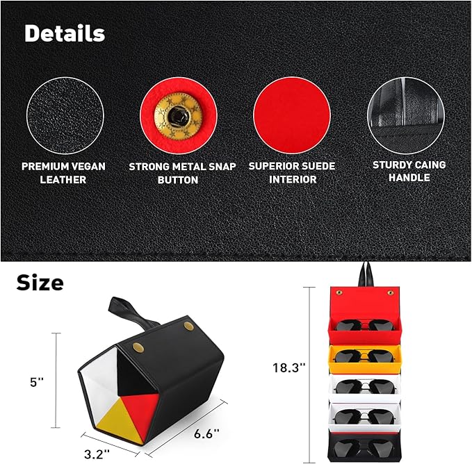 Travel Sunglasses Organizer, Sunglasses Travel Case for Multiple Pairs, Multiple Glasses Travel Case for Women, Men