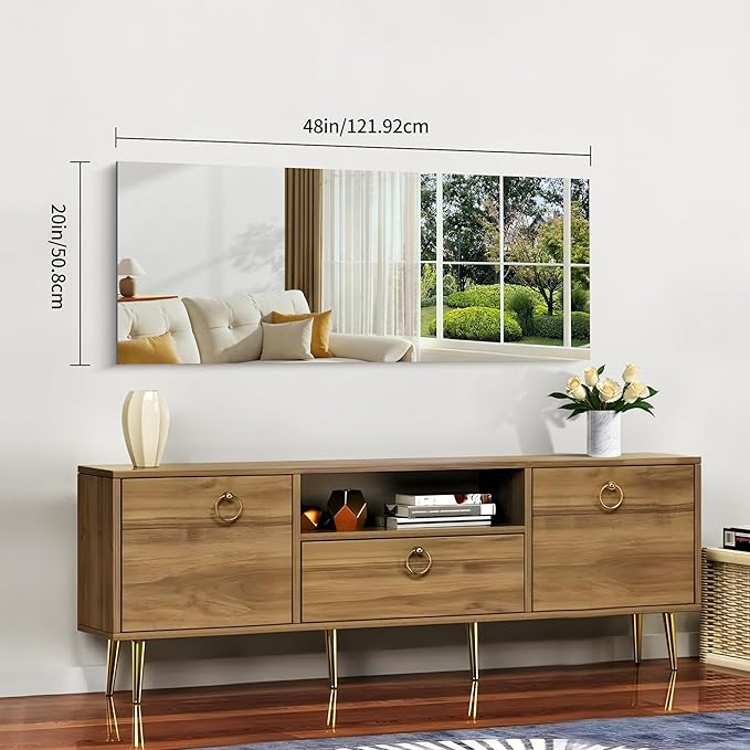 CILIBER Frameless Mirror, 20x48 Inch Bathroom Mirrors for Wall, Rectangle Bathroom Vanity Mirrors with Polished Edge, Hangs Horizontally or Vertically for Bathroom, Bedroom and Living Room