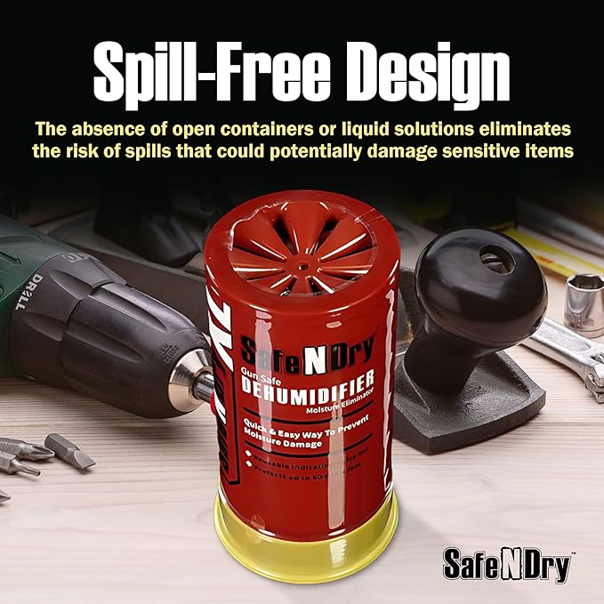 XL Gun Safe Dehumidifier - Portable Moisture Absorber, Prevents Corrosion, 450g Reusable Indicating Silica Gel Desiccant Canister for 60 Cubic Feet
