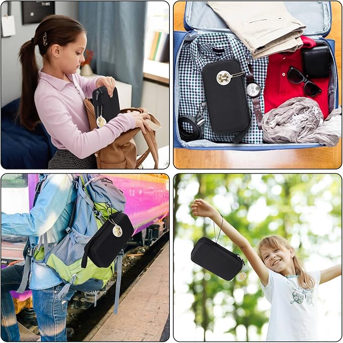 MGZNMTY Travel Carrying Case Compatible with Asthma Inhaler Spacer for Adults and Children, Masks, Inhaler Holder with Asthma Alert Tag and Medical Card, Carabiner (Only Case) (Black)
