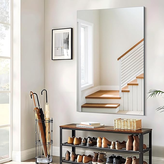 CILIBER Frameless Mirror, 30x48 inch Rectangle Bathroom Mirrors for Wall, Upgraded Shatterproof Large Vanity Mirror Over Sink with Polished Edge for Bathroom,Bedroom,Living Room and Entryway