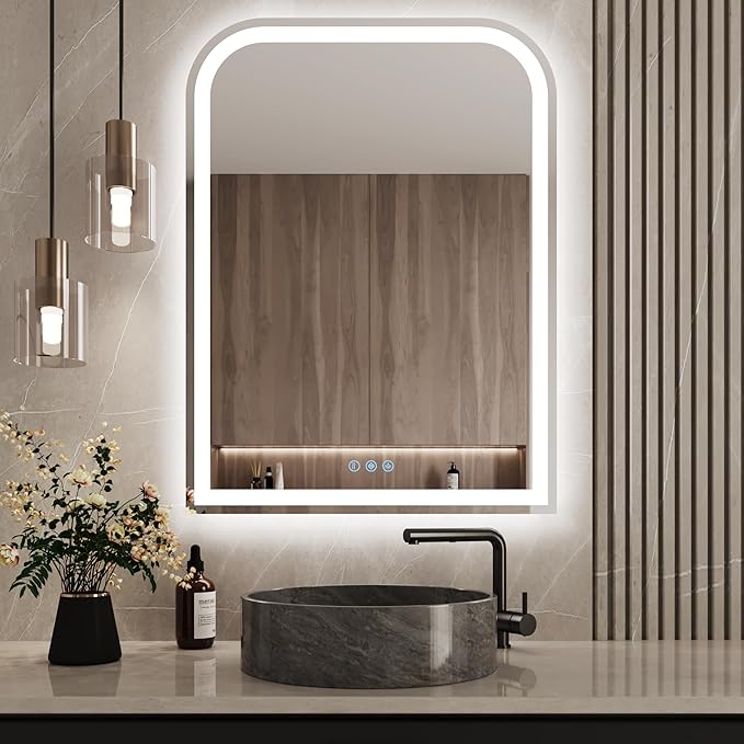 Vanity Mirror with Lights 24x32 inch,Digital Mirror Mirror LED,Anti-Fog,Dimmable & 3 Color Temperature,UL Listed