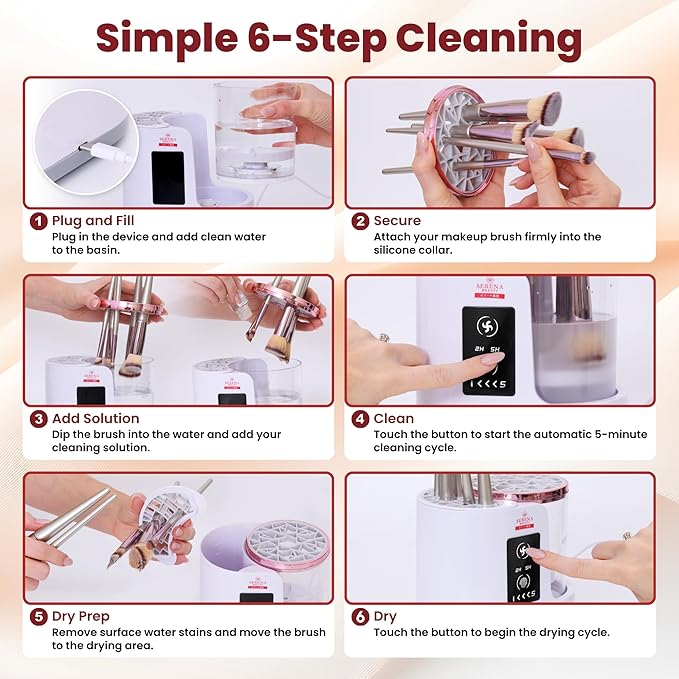 Automatic Electric Makeup Brush Cleaner Machine – 3-in-1 Automatic Makeup Brush Cleaner & Dryer, USB Powered, 5 Min Auto-Cycle, Cleans & Dries Multiple Brushes in 5 min.