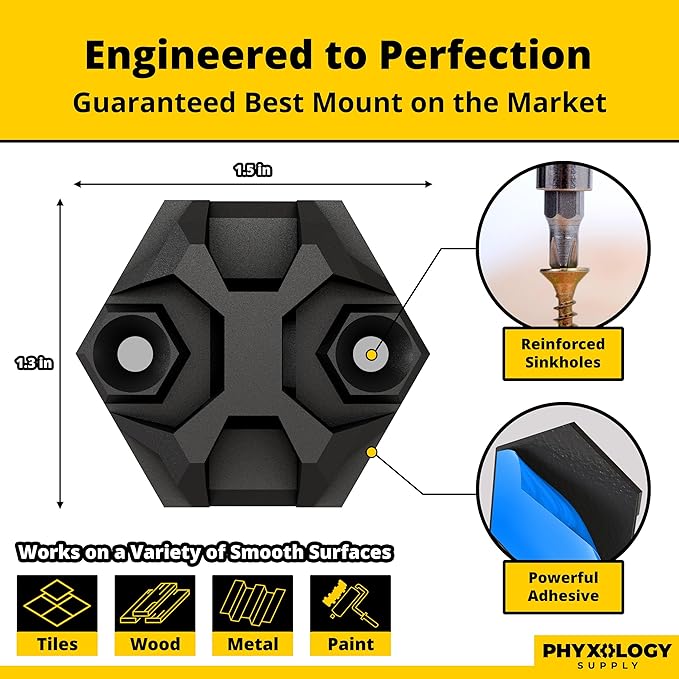Rugged, Stylish Adhesive XL Zip Tie Mounts 100 Pack. Premium 1.5in Sticky Back Ziptie, Cord, and Cable Management Anchor Clips. Easy Peel and Stick Mounting Bases With Hanging Organizer Box Dispenser