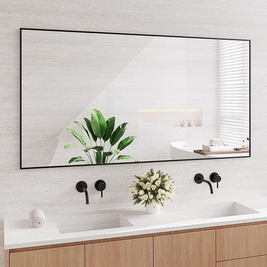 Koonmi Black Mirrors for Wall, 30x60 Inch Bathroom Mirror, Rectangular Wall Mirror for Living Room Bedroom Bathroom, Hangs Horizontally or Vertically