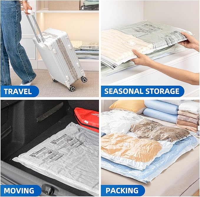 TAILI 8 Pack Vacuum Storage Bags for Comforter and Blankets, Jumbo Vacuum Seal Bags for Bedding 40x31 Inch, Space Saver Bags for Clothes, Pillows, Saving More Closet Space