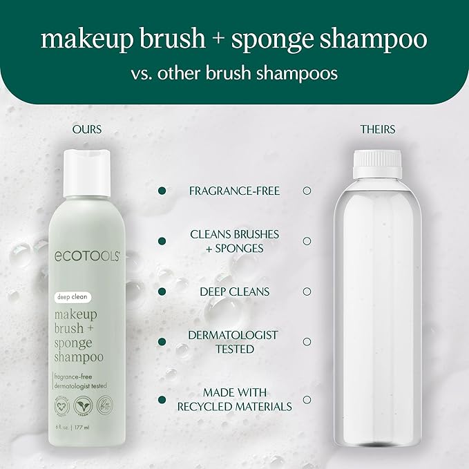 EcoTools Makeup Brush Cleanser + Silicone Cleansing Pad Bundle, Deep Cleaning Shampoo for Makeup Sponges & Brushes, Brush Cleaner Pad, Vegan & Cruelty-Free, Gentle Formula