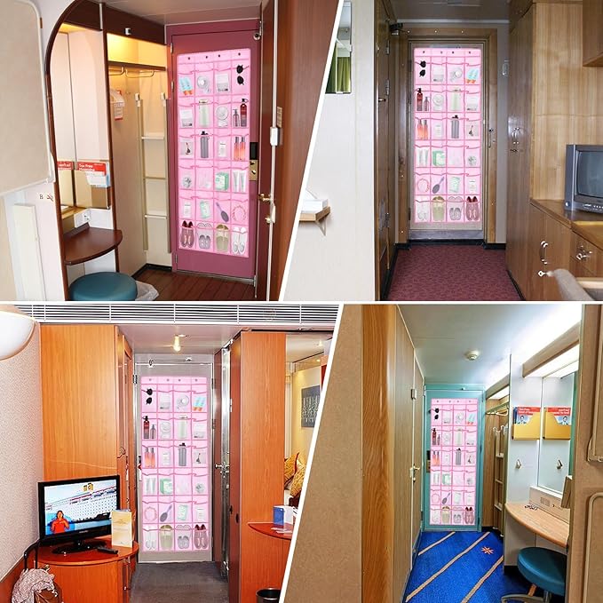 Over The Door Organizer For Cruise Ships|Magnetic Door Organizers with 24-Pocket for Cruise Ship|55"x21"|Cruise Over the Door Organizer,Magnetic Shoe Rack for Cruise,Behind-Door Storage