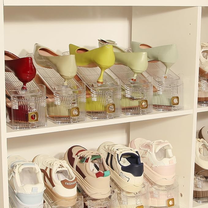 16 Pack Shoe Slots Organizer, Shoe Stackers Organizer for Closet Adjustable Shoe Holder Space Saver 50% Shoes Racks for Closet Organization