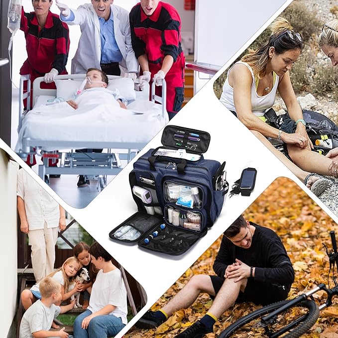 First Aid Bag - Empty Medical Storage Bag for Home Health, Nursing Students, Therapists & Doctors