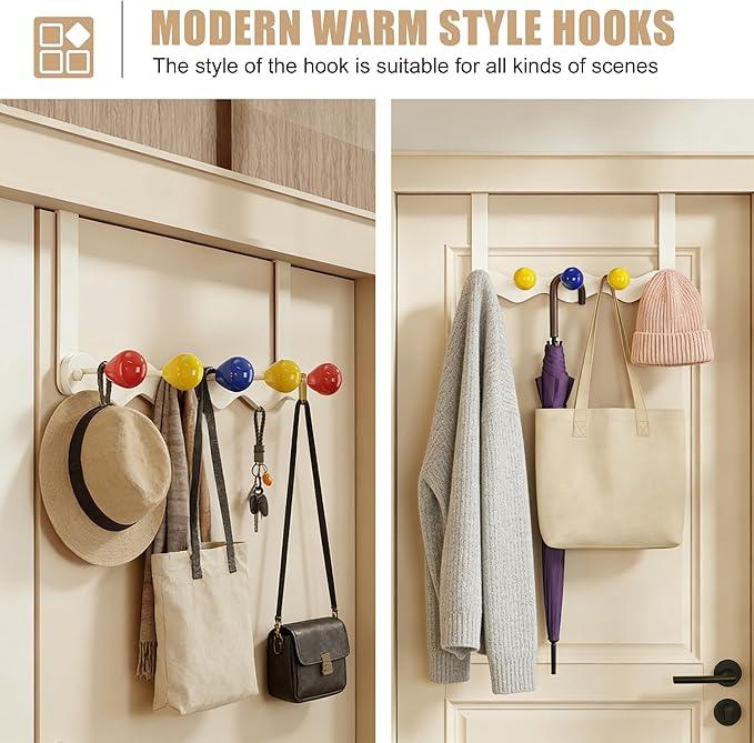 Over Door Coat Rack, Coat Hooks for Door Coat Hanger, Towel Hanger for Bathroom, Door Hanger Hooks, Hooks for Hanging Hat Key Towel Purse Robes Mudroom Entryway
