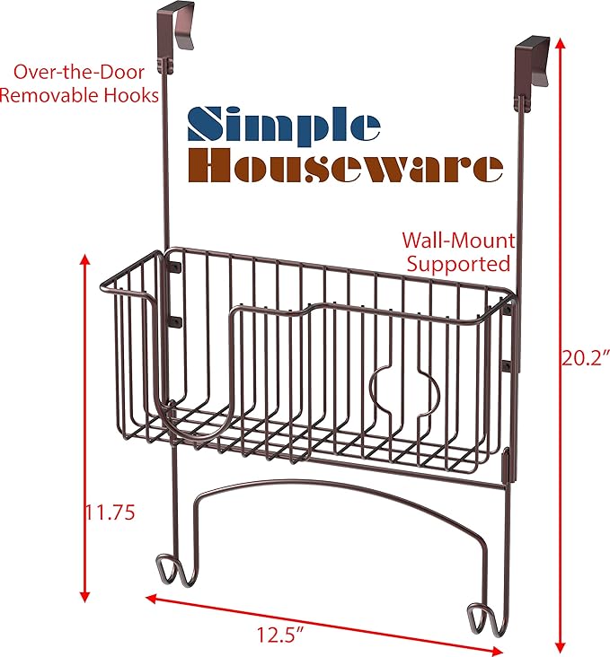 Simple Houseware Over-The-Door/Wall-Mount Ironing Board Holder, Bronze