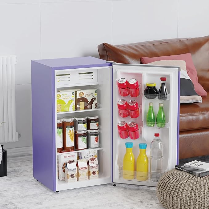 ARCTIC CHEF Mini Refrigerator-Freezer Compartment-Adjustable Thermostat Control-Reversible Doors-Ideal for Dorm, Office, RV, Garage, Apartment-PURPLE, 3.2 CU.FT