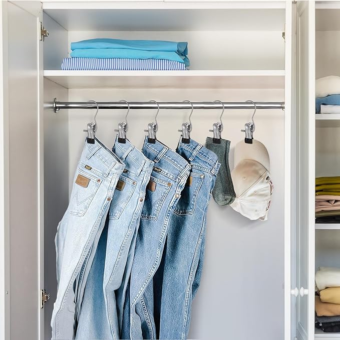 50PCS Space-Saving Clothespin, Portable 360° Rotating Stainless Steel Hanging Hook Clips Towel Clips,Laundry Hooks Hanging Clips with Clips for Home and Travel, Black