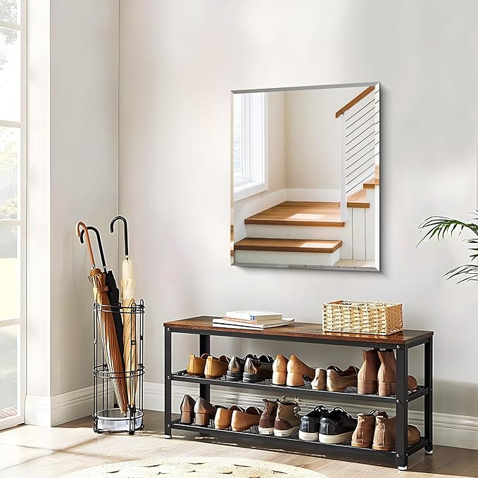 CILIBER Beveled Mirror, 24x30 Frameless Beveled Bathroom Mirrors for Wall, Upgraded Shatterproof Rectangle Vanity Mirror with Beveled Edge for Bathroom, Bedroom, Living Room and Entryway