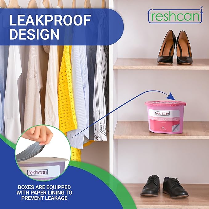 Moisture Absorber Bundle, Room and Closet Freshener, Moisture and Odor Absorber for Home, Rooms, Basement, Garage, Prevent Musty Odor, Control Moisture, Pack of 12, Rose, Lavender & Charcoal