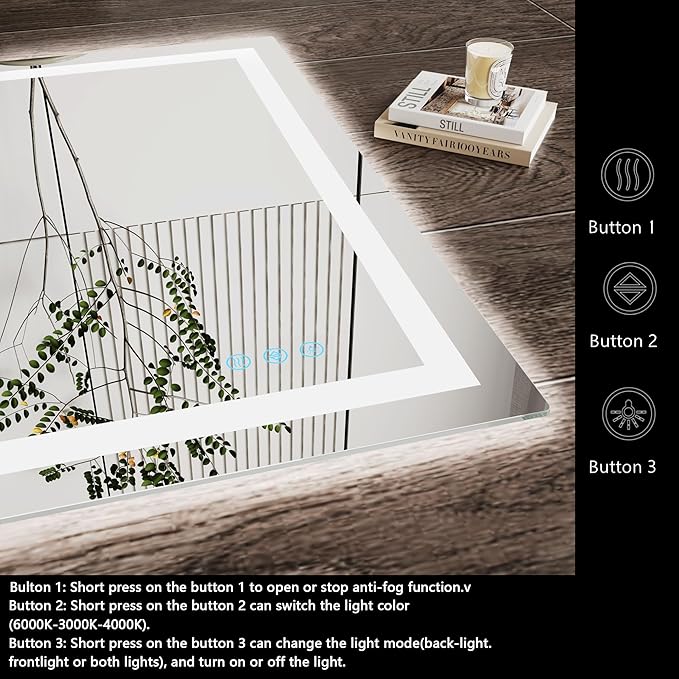 Backlit Mirror Bathroom 24x32 inch,Light up Vanity Mirror,Anti-Fog,Mirror led,UL Listed (Backlit and Front Lighted)