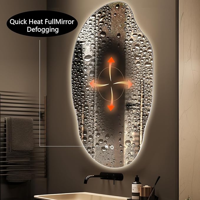 WallBeyond LED Bathroom Mirror with Lights, 25 x 35 Inch Led Bathroom Vanity Mirror for Wall, Anti Fog Mirror for Bathroom, 3 Colors and Dimmable Light, Horizontal/Vertical